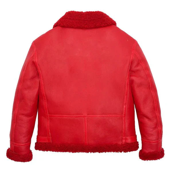 Men's B3 Faux Shearling Military Red Bomber Jacket image 1