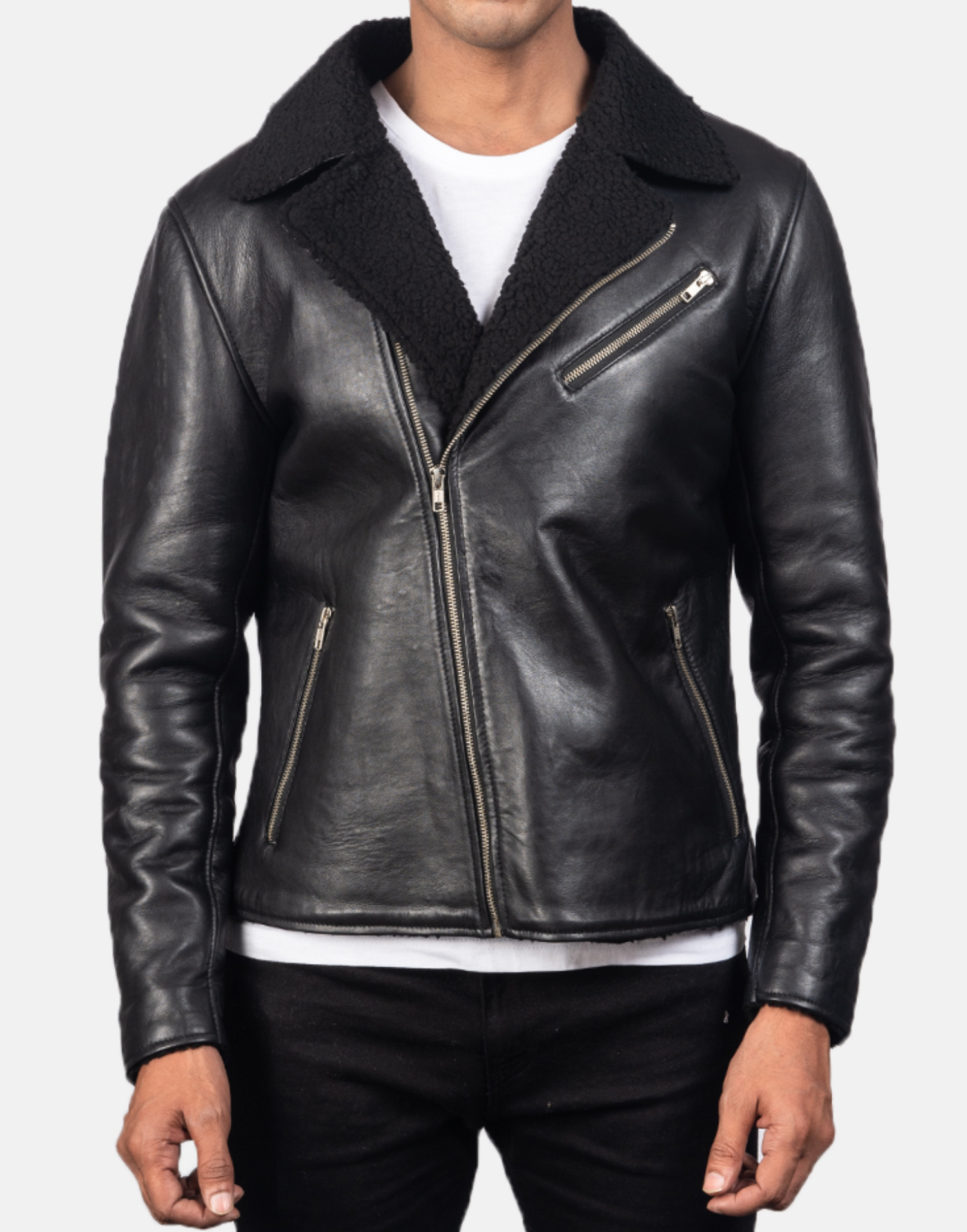 Black Alberto Shearling Leather Jacket image 2