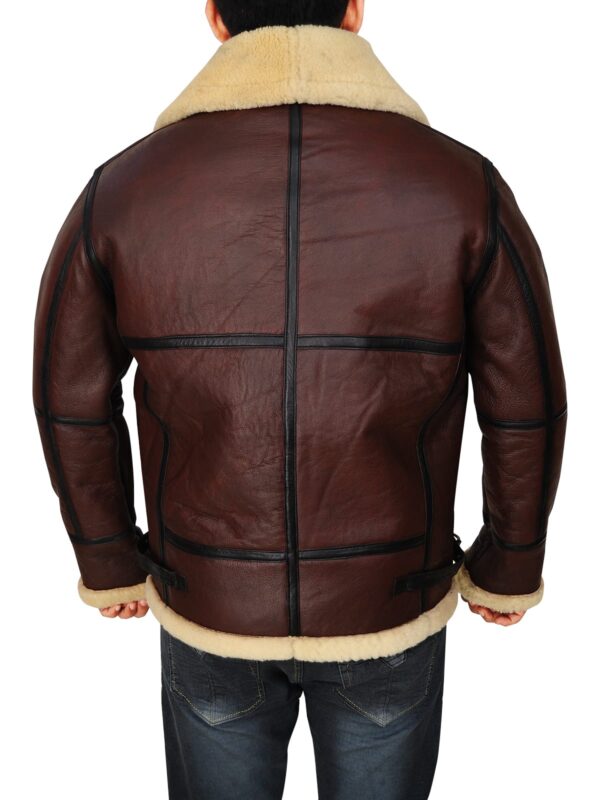 Mens Shearling Brown Bomber Leather Jacket image 1