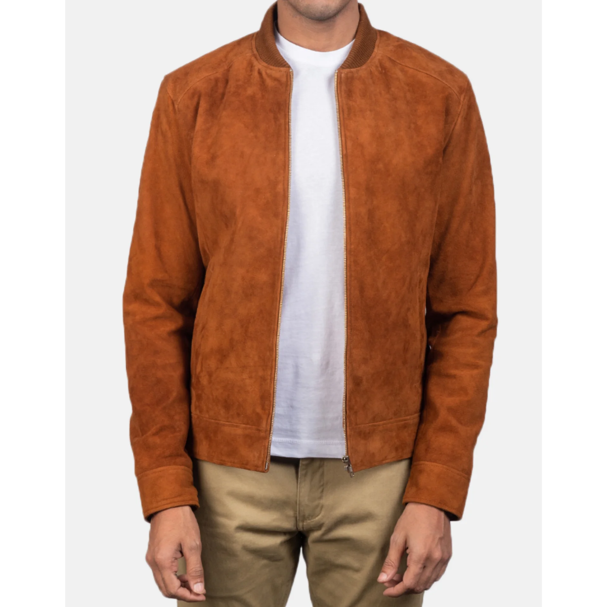 Men Blain Brown Suede Bomber Jacket image 0