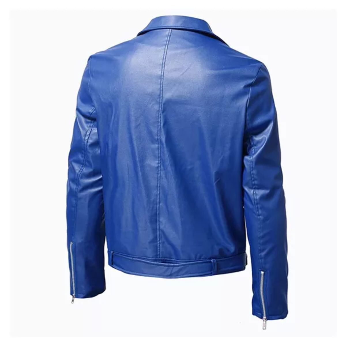 Blue Leather Jacket Mens image 1