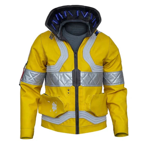 Men's Cyberpunk Yellow Faux Leather Jacket image 0