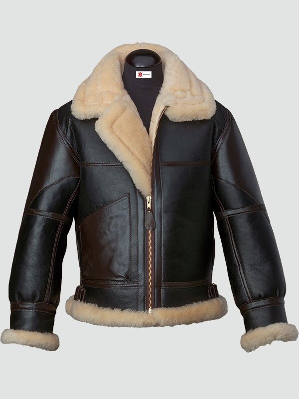Mens Black Shearling B3 Flying Leather Jacket image 0