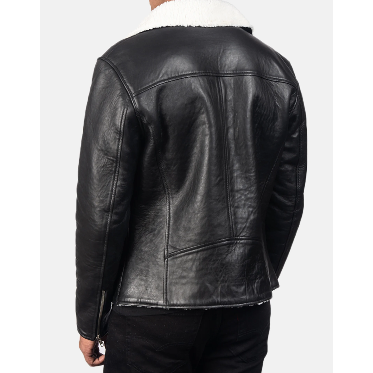 Alberto White Shearling Black Leather Jacket image 1