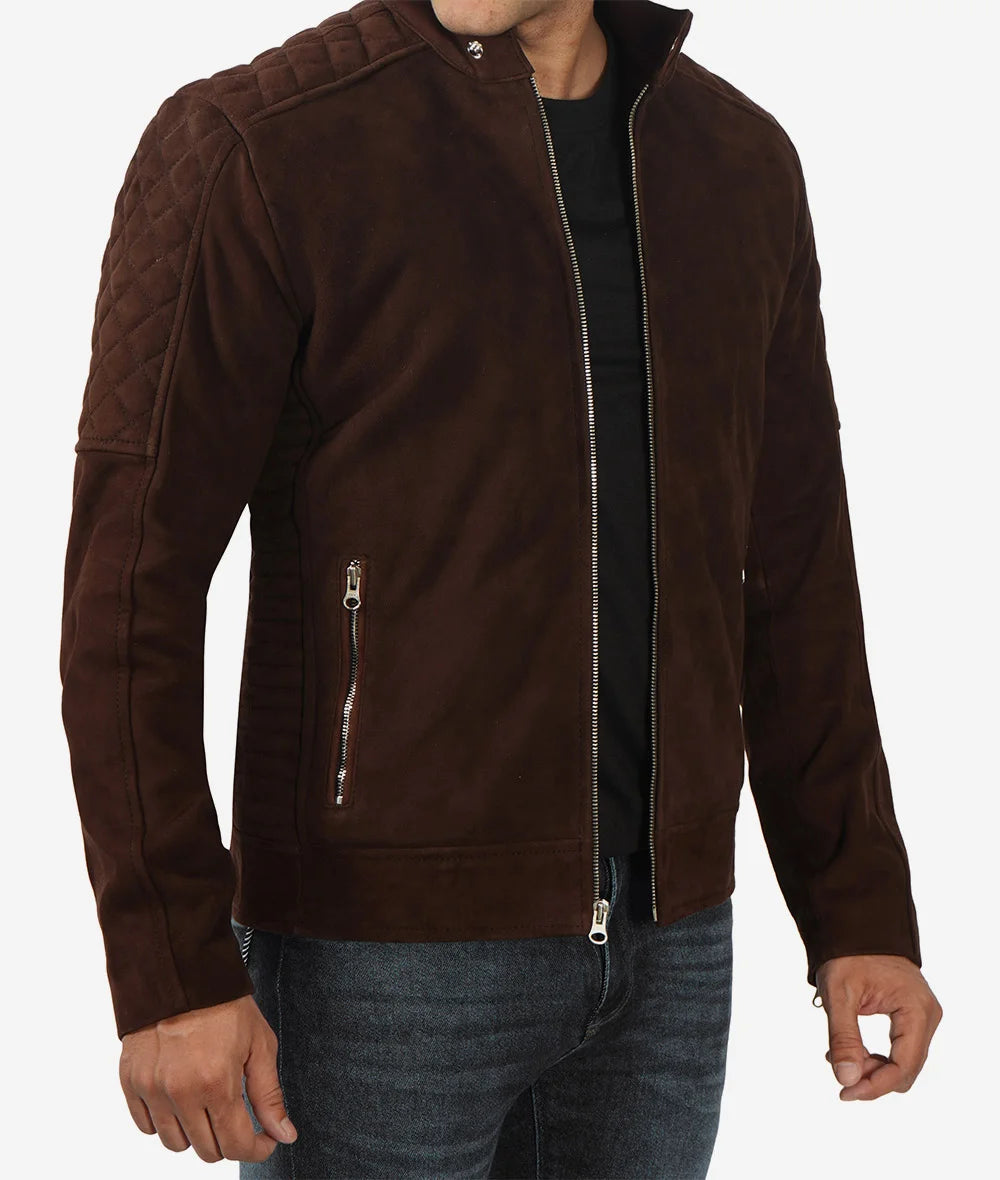 Men's Top Notch Dark Brown Suede Leather Jacket image 1