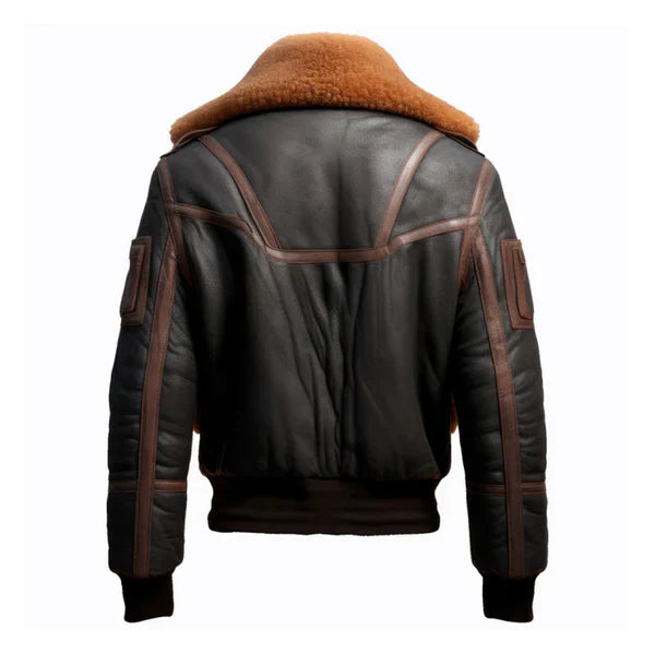 Men's B3 Aviation Brown Faux Shearling Leather Jacket image 1