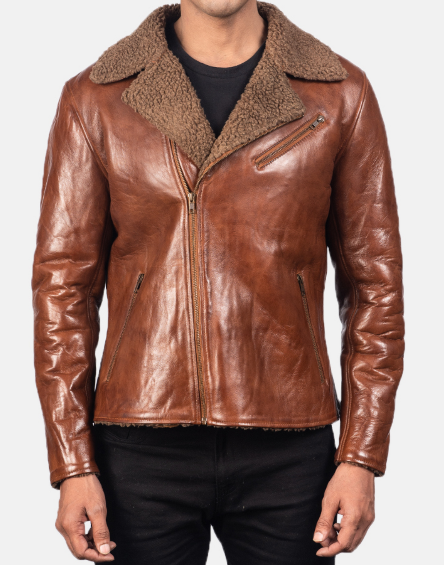 Alberto Brown Leather Shearling Jacket image 3