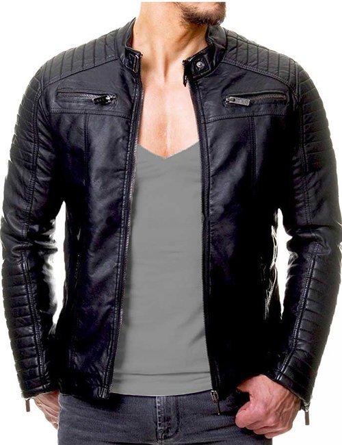 Vintage Cafe Racer Mens Slim Fit Biker Jacket image 0