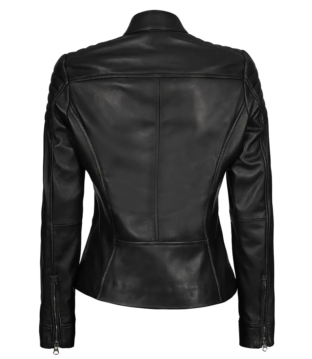 Women's Carrie Slim Fit Black Leather Jacket image 1