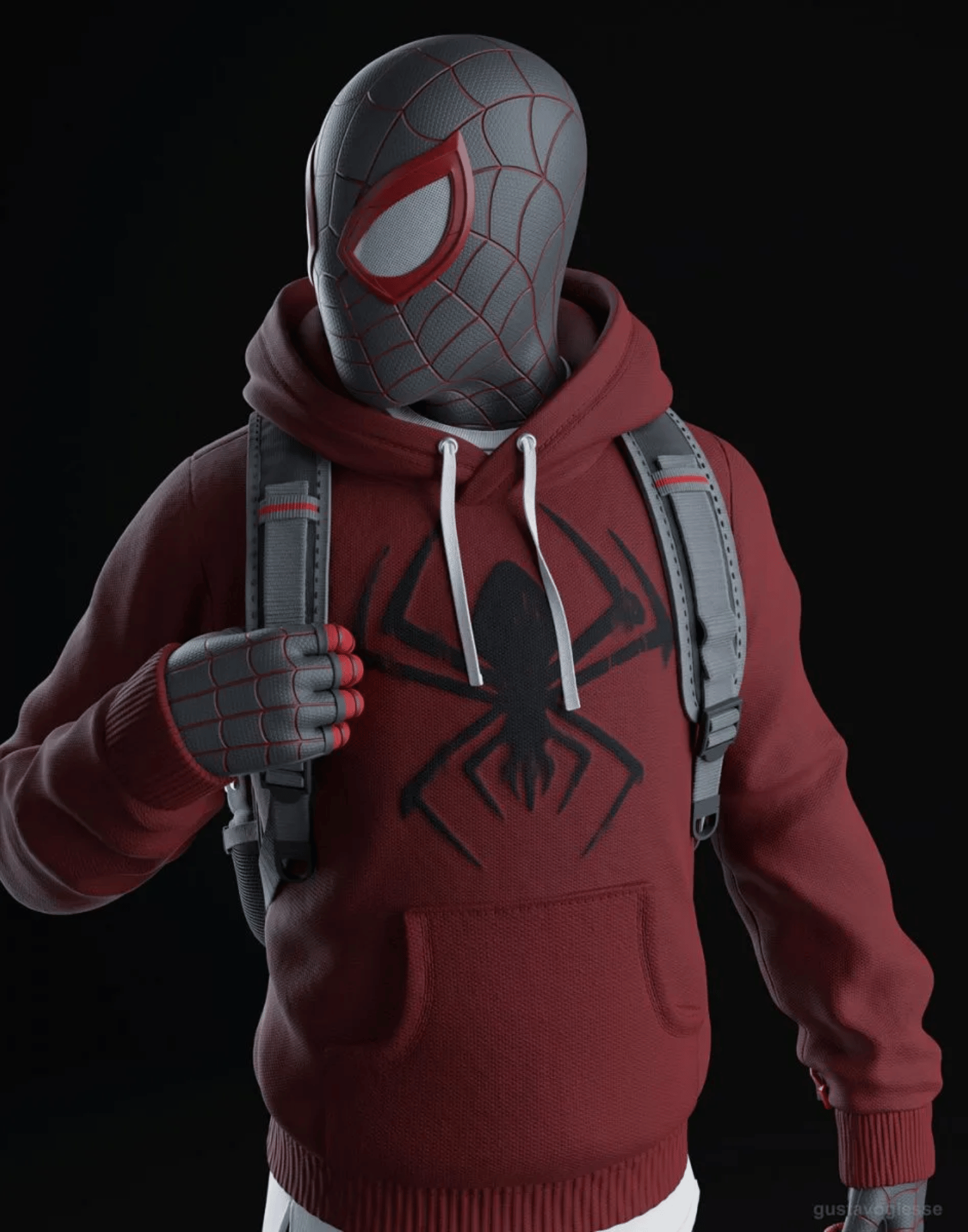 Bodega Cat Spider Miles Morales Red Hoodie image 4