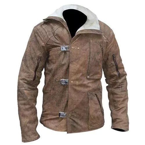 Wolfenstein 2 Distressed Genuine Leather Jacket Shearling image 0