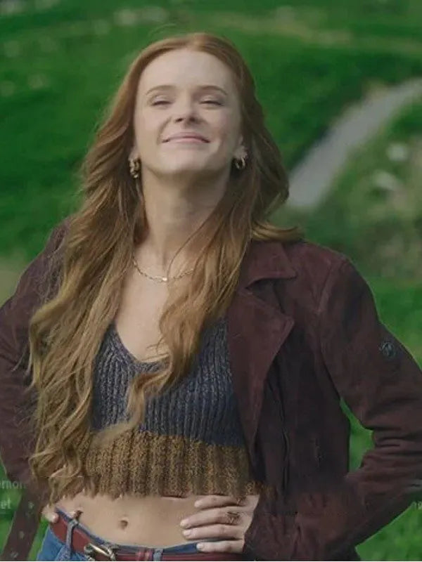 Abigail Cowen Fate The Winx Saga S2 Maroon Suede Jacket image 1