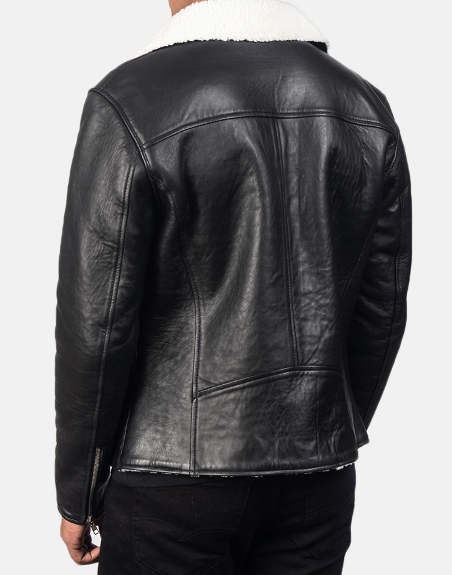 Alberto White Shearling Black Leather Jacket image 1