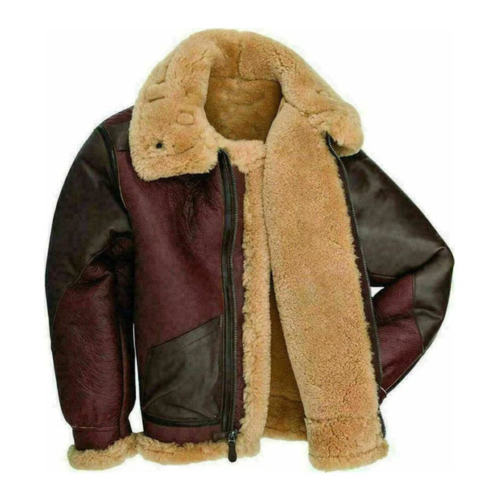 Men's Aviator Faux Shearling George Bomber Leather Jacket image 0