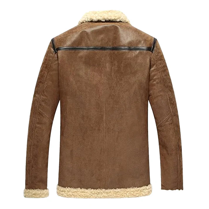 Men's Aviator Motorcycle Bomber Faux Shearling Leather Jacket image 1