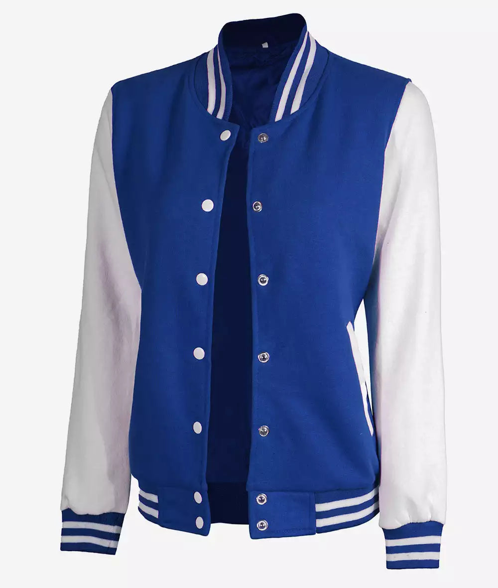 Women's Royal Blue and White Varsity Jacket - Baseball Style image 1