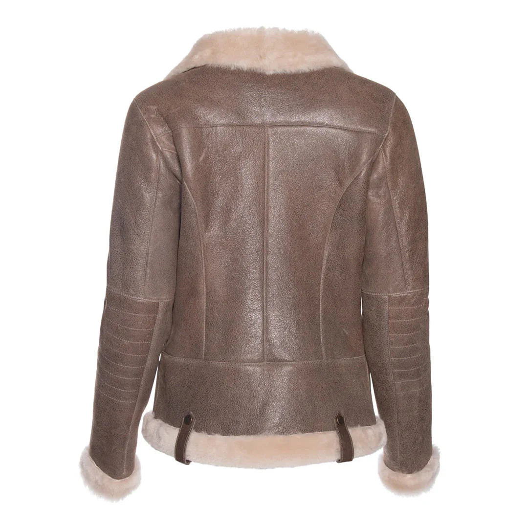 Women's Brown Spanish Merino Shearling Leather Jacket image 1