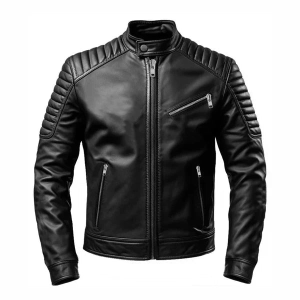 Men's Black Slim Fit Genuine Leather Jacket image 0