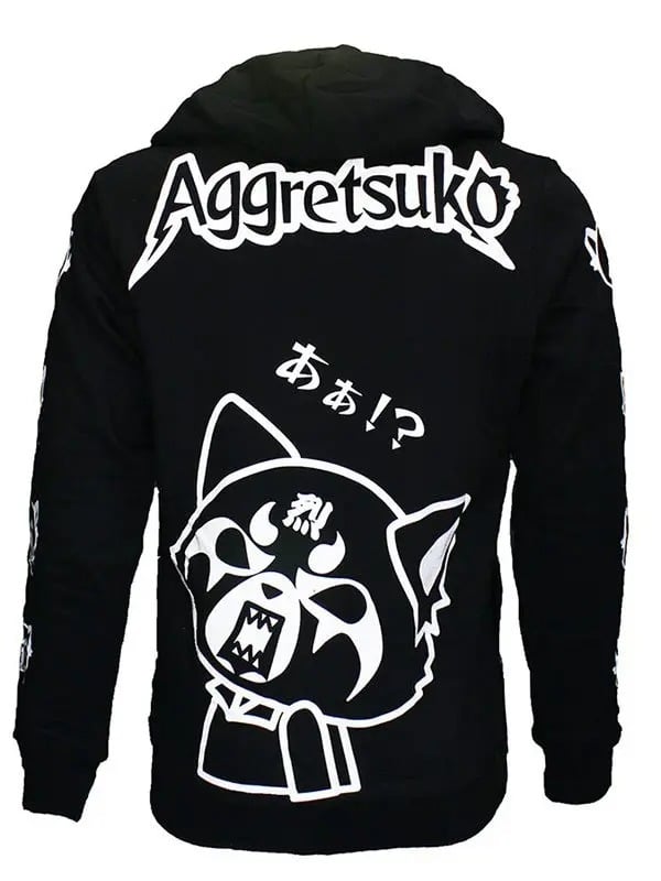 Aggretsuko Sleeve Faces Black Hoodie image 0