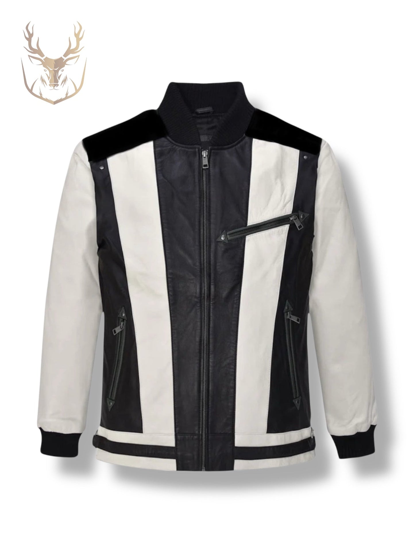 White N Black Bomber Jacket For Men.