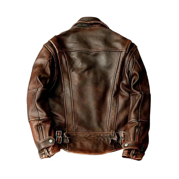 Men's Brown Vintage Biker Leather Jacket image 1