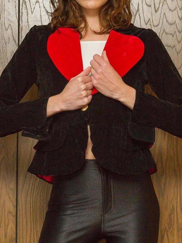 Valentine Special Red Heart Black Blazer image 0