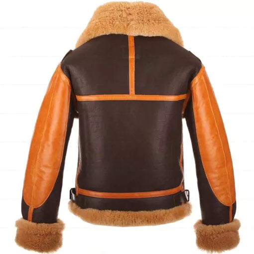A4 Brown Genuine Leather Jacket Faux Shearling image 1