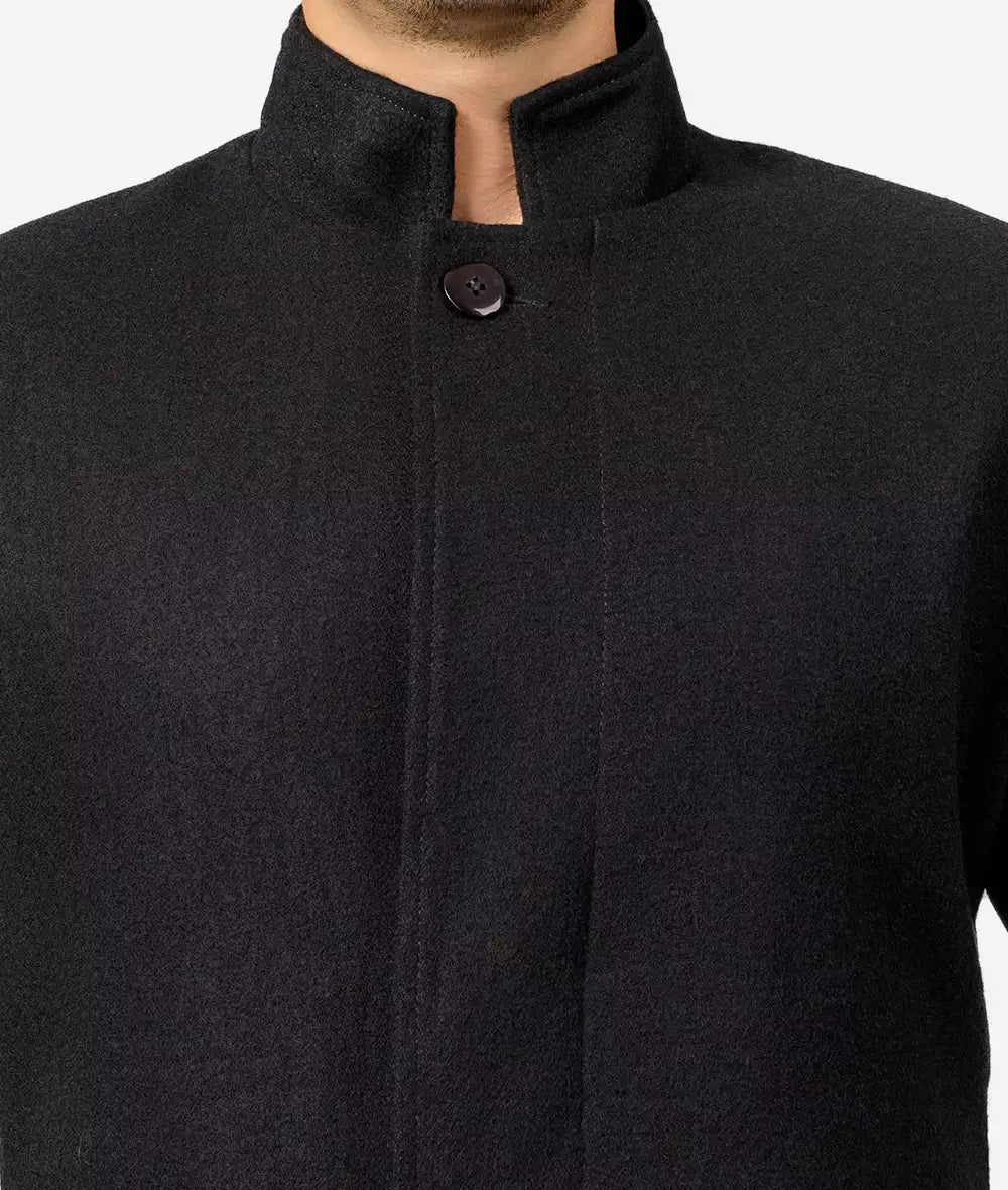 McGhee Men's Black Trench Long Wool Coat image 1