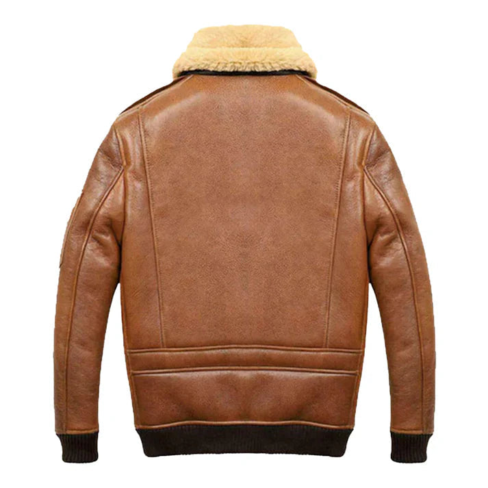 Men's A2 Aviator Camel Faux Shearling Bomber Leather Jacket image 1