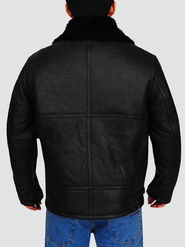 Mens Sheepskin Bomber Leather Jacket image 1