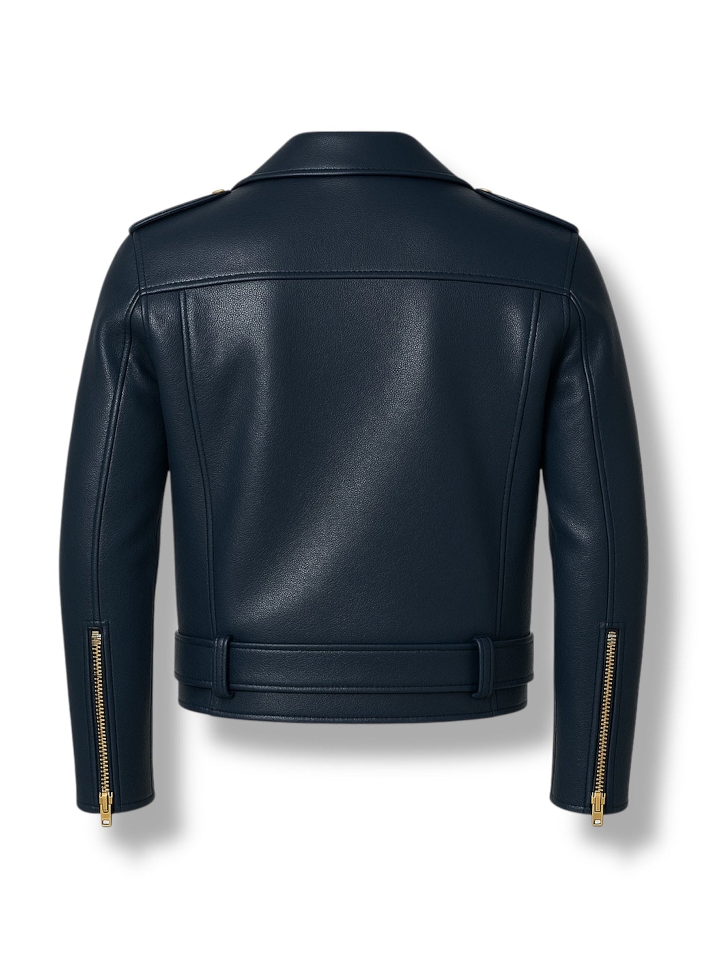 NAVYON – Blue Biker Leather Jacket for Men