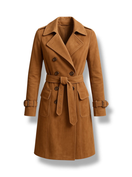 BREW – Suede Leather Trench Coat