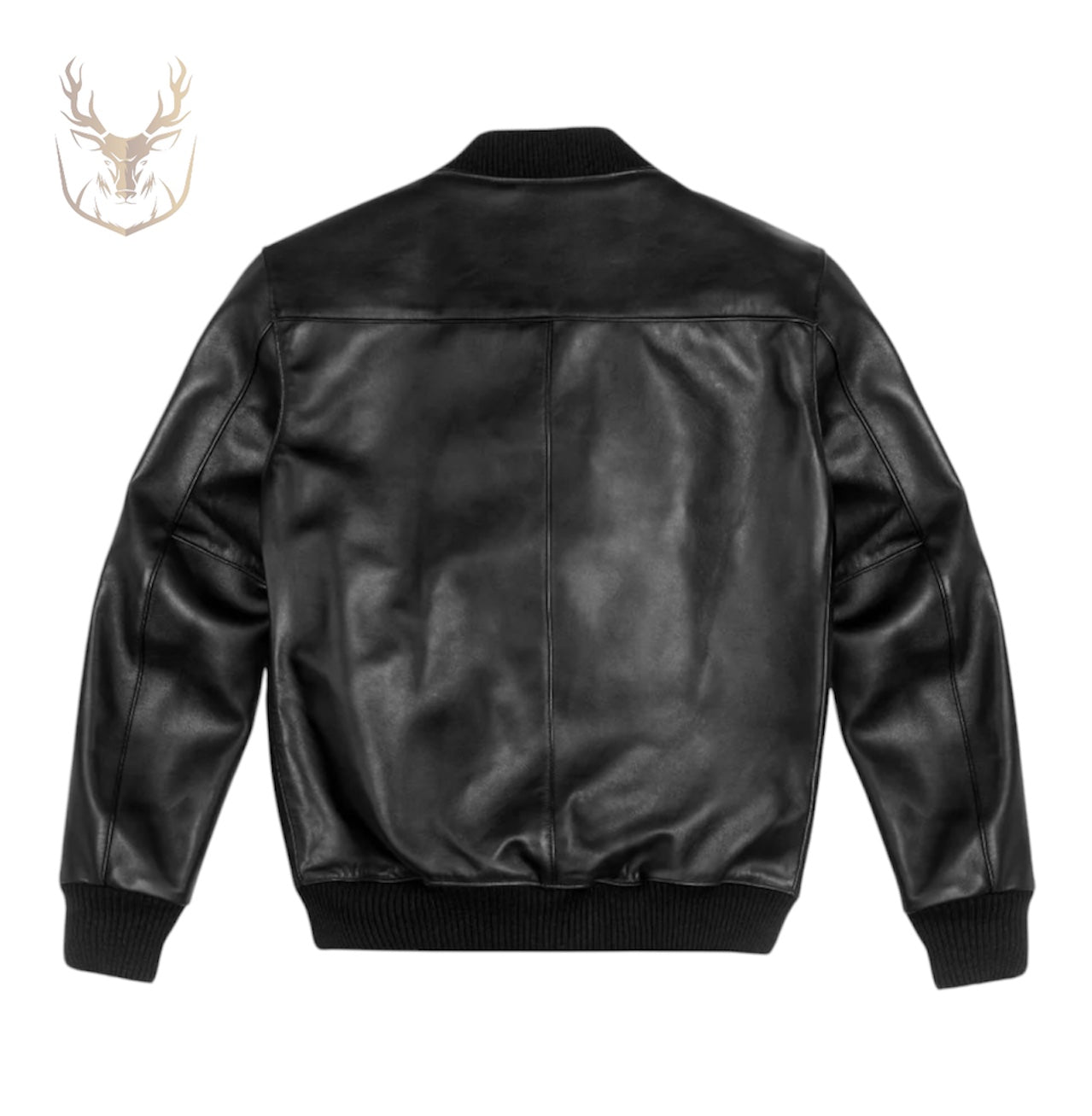 Black Bomber Leather Jacket For Men.