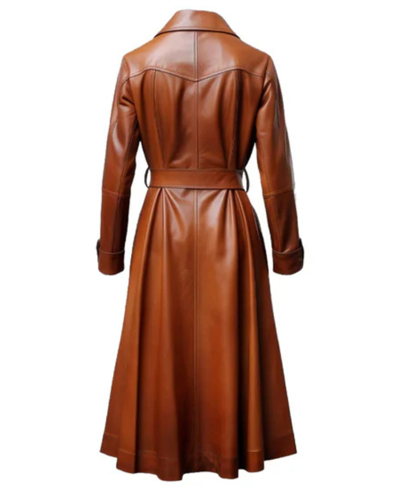 Women's Brown Stratos Long Leather Coat image 1