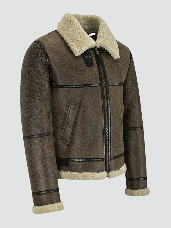 Mens Air Force Shearling Brown Leather Jacket image 1