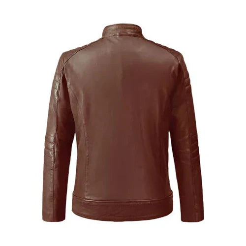 Men's Tan Rebellion Biker Leather Jacket image 1
