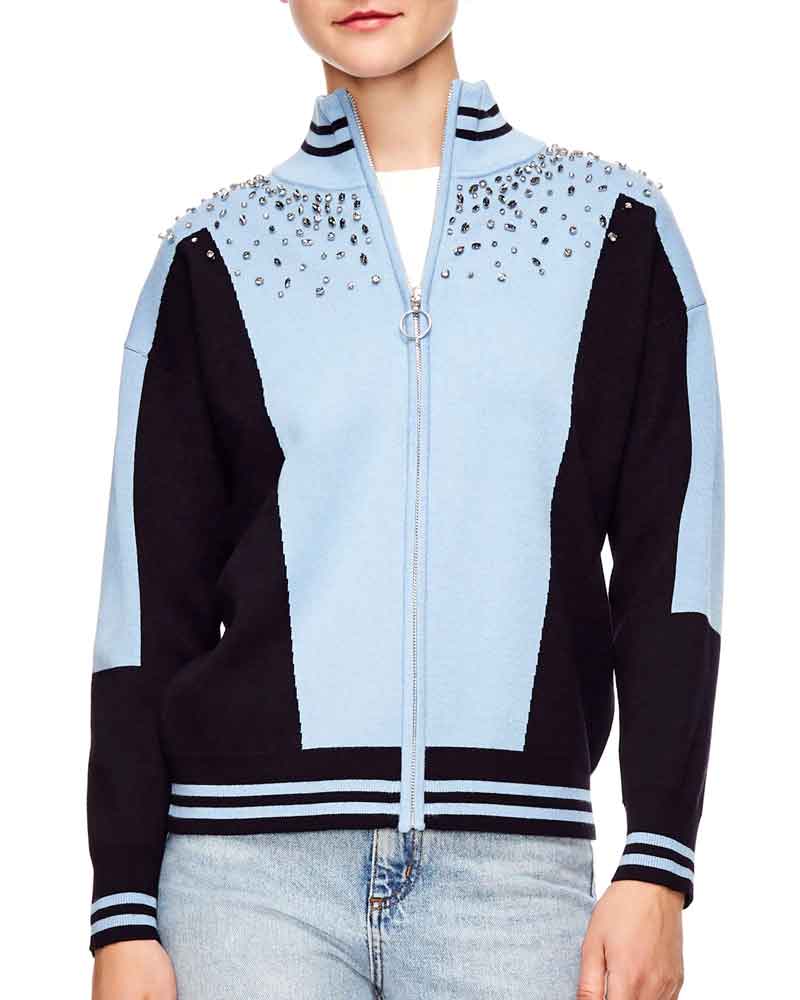Aisha Fate The Winx Saga Blue Studded Bomber Jacket image 0