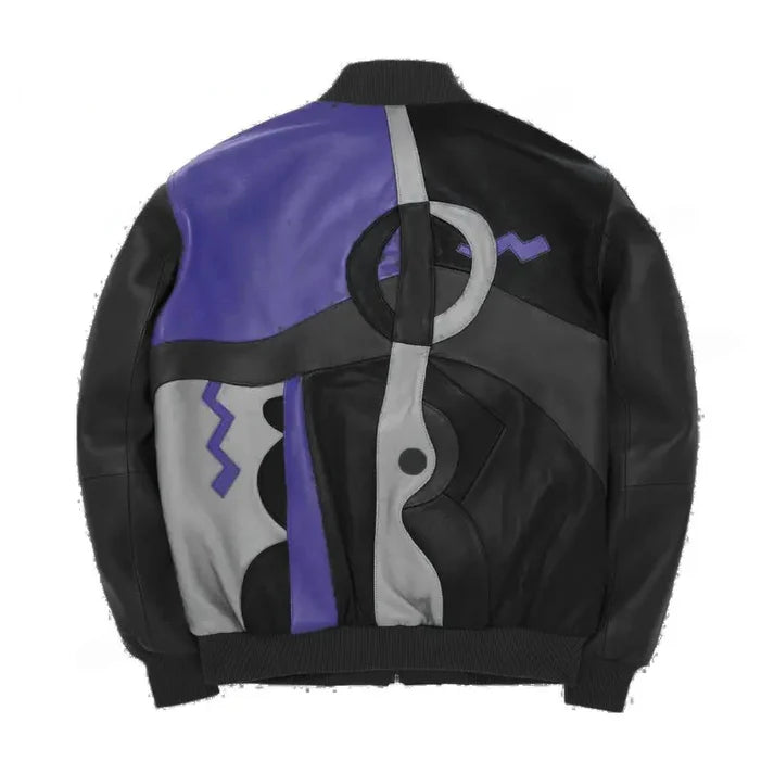 Men's Stylish Black Pecaso With Purple Leather Jacket image 1