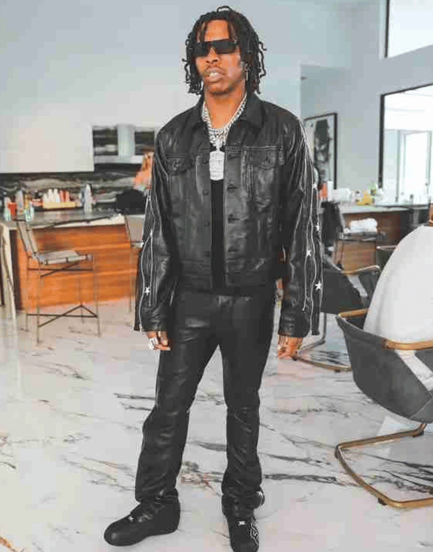 Black Sunset Rodeo Lil Baby Leather Jacket image 0