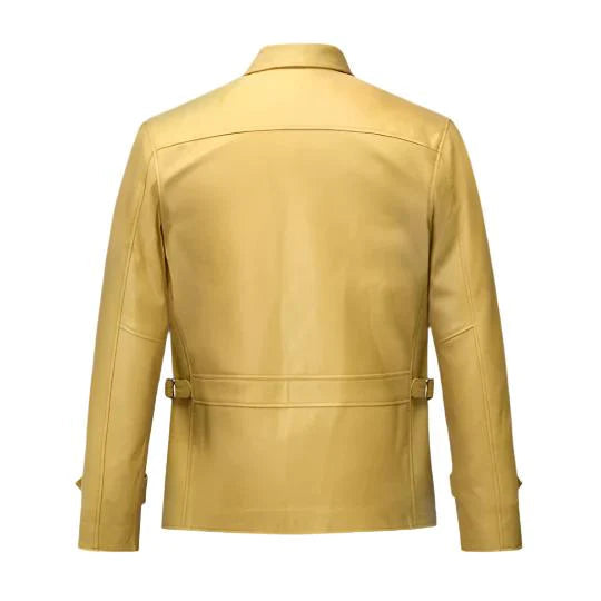 Men's Burn Beige Leather Jacket image 1