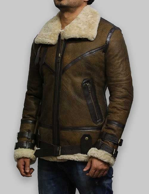 B3 Flight Aviator Bomber Winter Shearling Jacket image 3