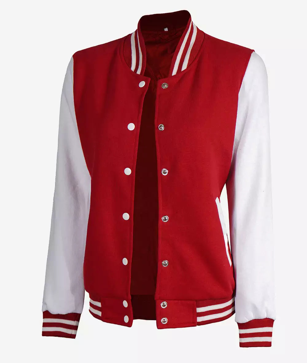 Women's Red and White Letterman Jacket - College Varsity Jacket image 1