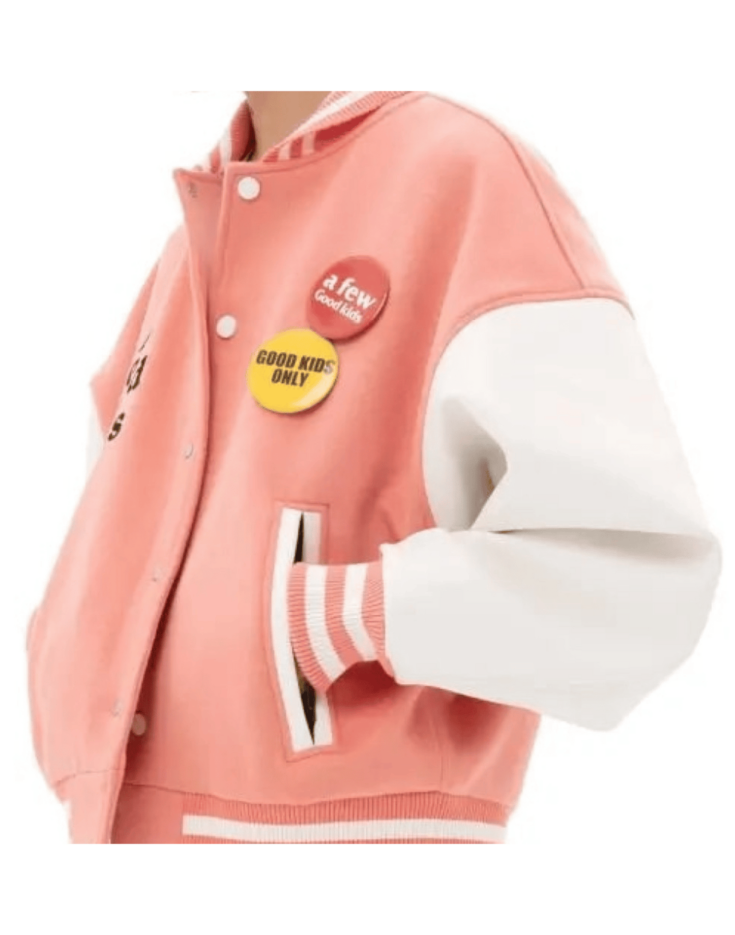 A Few Good Kids Strike Varsity Jacket Pink image 2