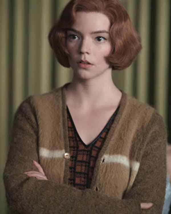 Anya Taylor Joy The Queen’s Gambit Brown Sweater image 1