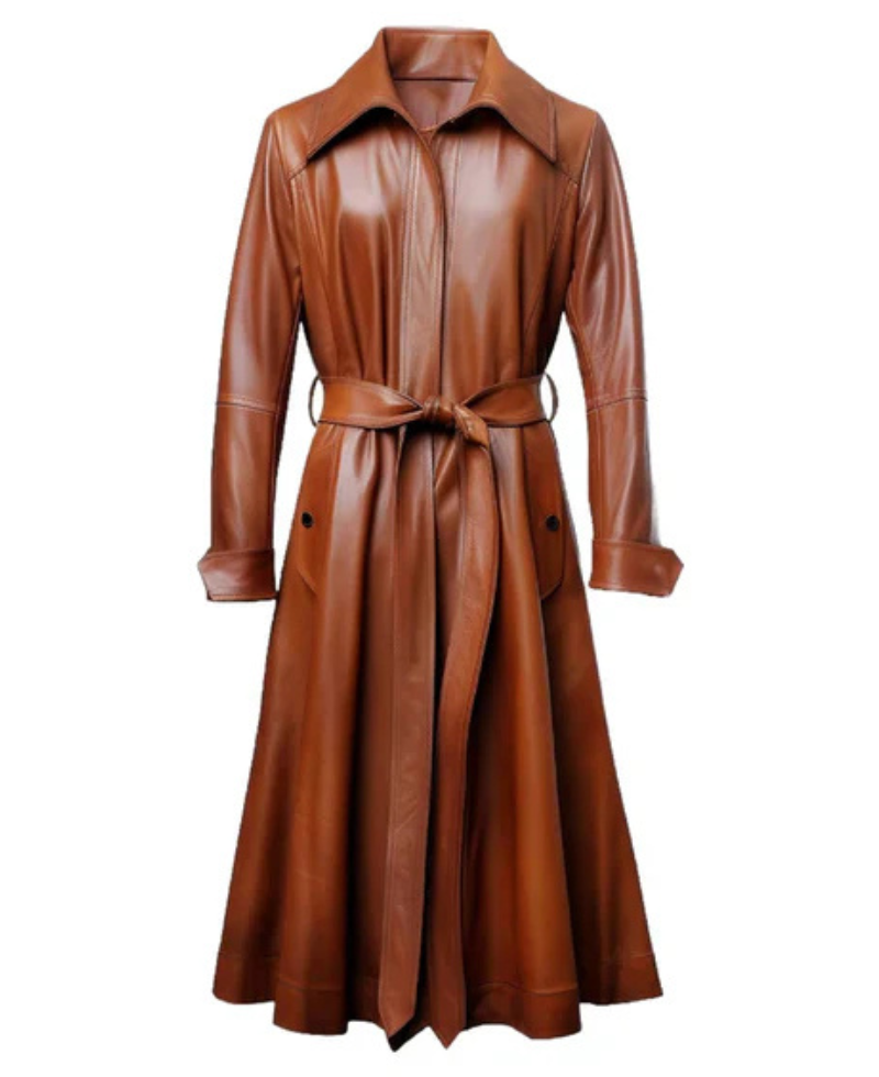 Women's Brown Stratos Long Leather Coat image 0