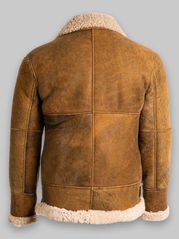 B3 Men Brown Shearling Leather Jacket image 2