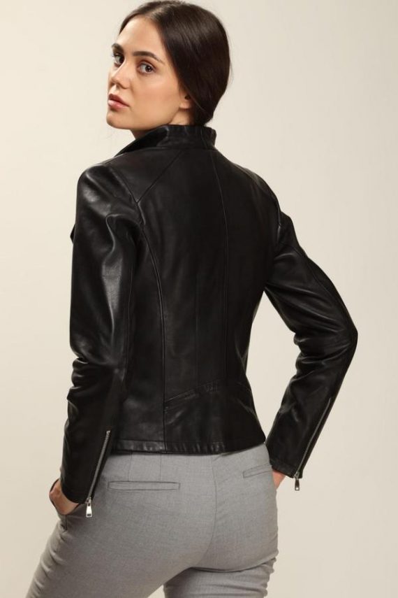 Absolute Black Leather Jacket Women image 2