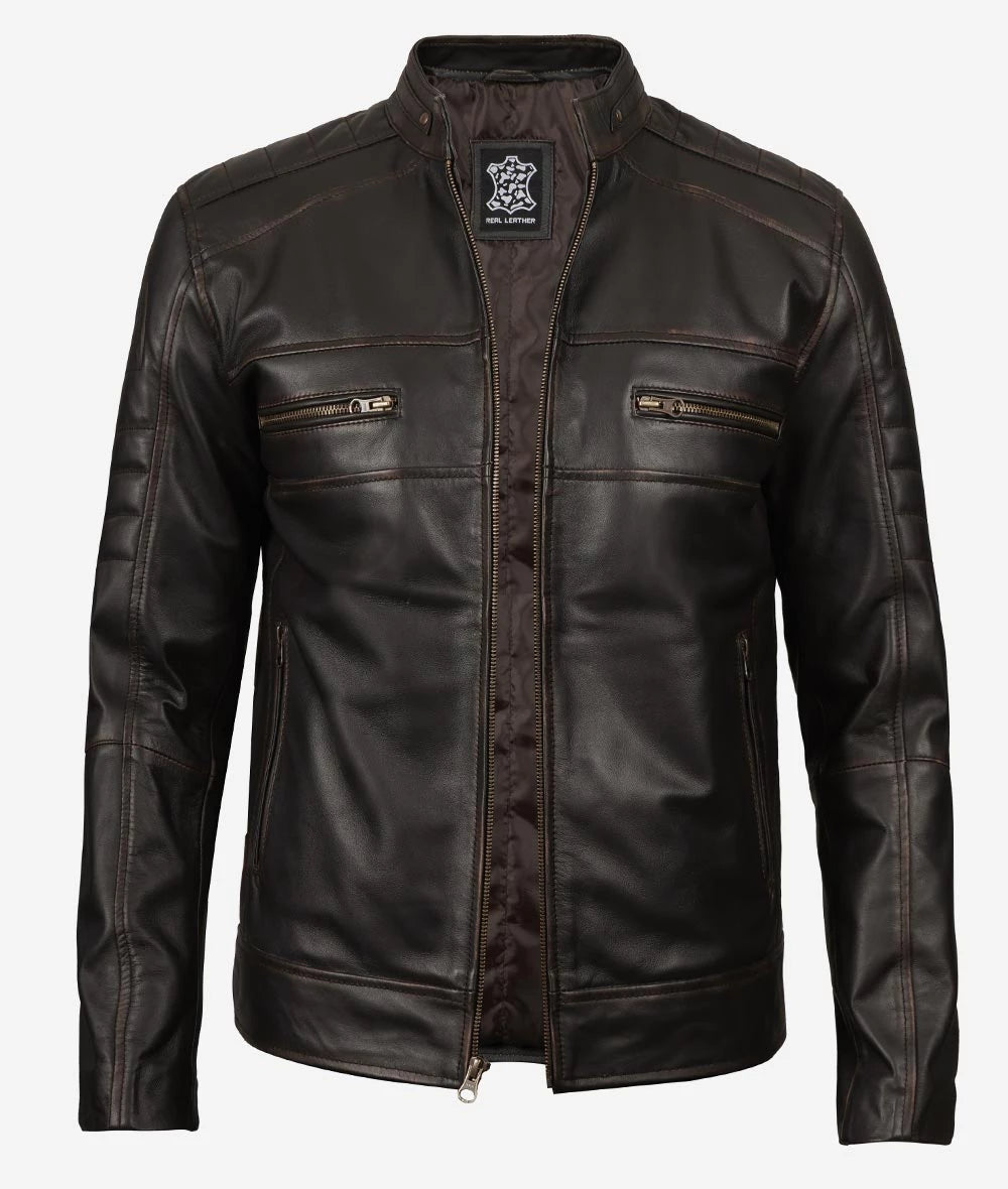 Men's Vintage Brown Real Leather Jacket image 1