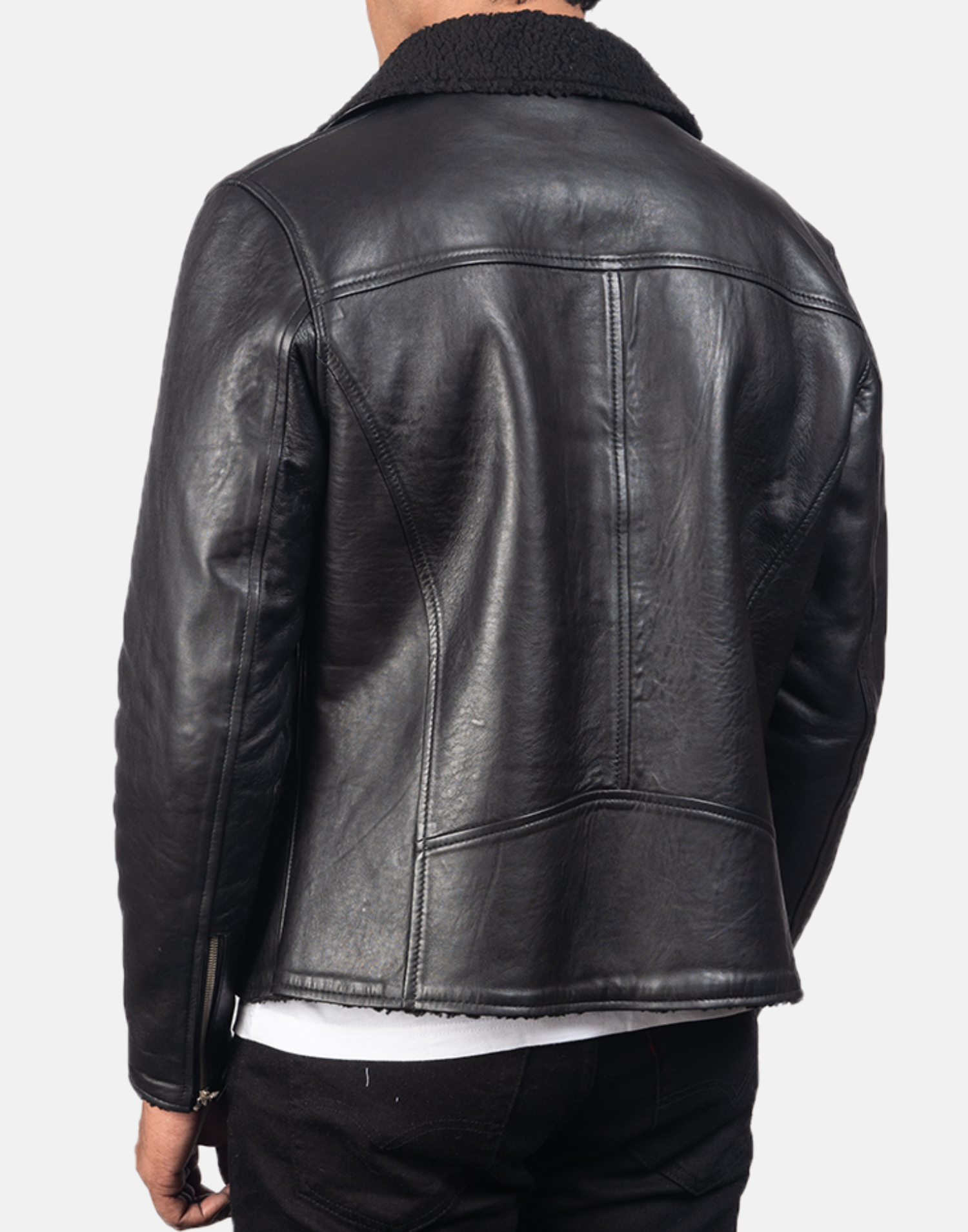 Black Alberto Shearling Leather Jacket image 1