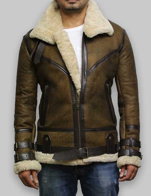 B3 Flight Aviator Bomber Winter Shearling Jacket image 2